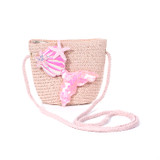 Pink Mermaid KidsStraw Bag with Strap