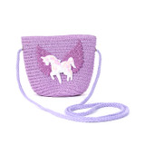 Purple Unicorn KidsStraw Bag with Strap