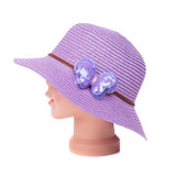 Lilac Butterfly Kid's Summer Straw Sun Hat HATKS126-7 Lilac Butterfly Kid's Summer Straw Sun Hat HATKS126-7