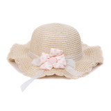 Beige Flower Kid's Summer Straw Sun Hat HATKS128-4 Beige Flower Kid's Summer Straw Sun Hat HATKS128-4