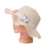 Beige Butterfly Kid's Summer Straw Sun Hat HATKS129-4 Beige Butterfly Kid's Summer Straw Sun Hat HATKS129-4