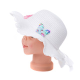 White Butterfly Kid's Summer Straw Sun Hat HATKS129-6 White Butterfly Kid's Summer Straw Sun Hat HATKS129-6