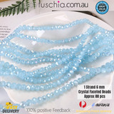 1 Strand 6mm Matte-Blue Rondelle Faceted Glass Crystal Beads 75pcs