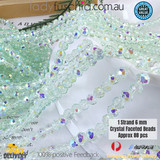 1 Strand 6mm Clear Light-Teal AB Rondelle Faceted Glass Crystal Beads 75pcs