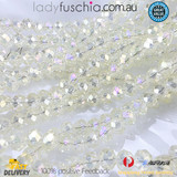 1 Strand 6mm Clear Light-Yellow AB Rondelle Faceted Glass Crystal Beads 75pcs