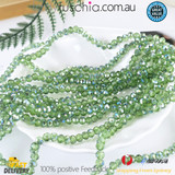 1 Strand 6mm Clear Olive AB Rondelle Faceted Glass Crystal Beads 75pcs