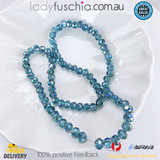 1 Strand 6mm Clear Dark-Blue AB Rondelle Faceted Glass Crystal Beads 75pcs