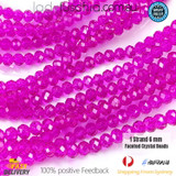 1 Strand 6mm Hot-Pink Clear Rondelle Faceted Glass Crystal Beads 75pcs
