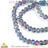 1 Strand 6mm Grey Blue AB Rondelle Faceted Glass Crystal Beads 75pcs 6mm-039