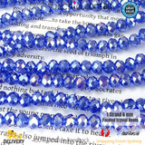 1 Strand 6mm Royal Blue AB Clear Rondelle Faceted Glass Crystal Beads 75pcs 6mm-042