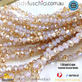 1 Strand 6mm Clear Gold Cream Rondelle Faceted Glass Crystal Beads 75pcs 6mm-044