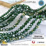 1 Strand 6mm Clear Dark Green AB Rondelle Faceted Glass Crystal Beads 75pcs 6mm-047