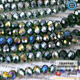 1 Strand 8mm Clear Dark Green AB Rondelle Faceted Glass Crystal Beads 60pcs 8mm-001