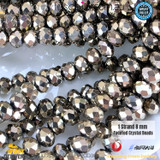 1 Strand 8mm Metallic Light Gold Rondelle Faceted Glass Crystal Beads 60pcs 8mm-006