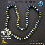 1 Strand 8mm Blue Gold Rondelle Faceted Glass Crystal Beads 60pcs 8mm-008