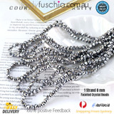 1 Strand 8mm Metallic Silver Rondelle Faceted Glass Crystal Beads 60pcs 8mm-013