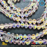 1 Strand 8mm Pink Clear AB Rondelle Faceted Glass Crystal Beads 60pcs 8mm-035