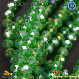 1 Strand 8mm Clear Green Rondelle Faceted Glass Crystal Beads 60pcs 8mm-042