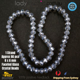 1 Strand 8mm Clear Light Grey Rondelle Faceted Glass Crystal Beads 60pcs 8mm-043