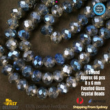 1 Strand 8mm Clear Navy Rondelle Faceted Glass Crystal Beads 60pcs 8mm-044