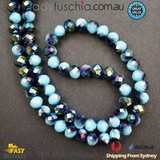 1 Strand 8mm Matte Gold Blue Rondelle Faceted Glass Crystal Beads 60pcs 8mm-054