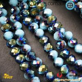 1 Strand 8mm Matte Gold Blue Rondelle Faceted Glass Crystal Beads 60pcs 8mm-054