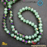 1 Strand 8mm Matte Green&Purple Rondelle Faceted Glass Crystal Beads 60pcs 8mm-057