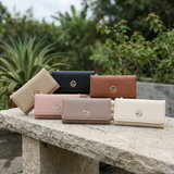 Tri-Fold Long Wallet with Wrist Band Credit Card Holder Lady Purse