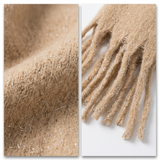 Women Sparkle Knit Winter Scarf Metallic Thread Soft Warm Tassel Blanket Scarf Shawl Wrap-2681