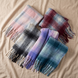 Women Plaid Winter Scarf Soft Long Tassel Scarf 50×190cm Warm Blanket Scarf Brushed Acrylic Shawl Wrap-2675