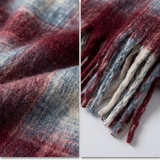 Women Plaid Winter Scarf Soft Long Tassel Scarf 50×190cm Warm Blanket Scarf Brushed Acrylic Shawl Wrap-2675
