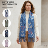 Women Winter Scarf Heart Print Long Scarf Soft Warm Shawl Wrap 70×180cm Fashion Tassel Blanket Scarf Lightweight Acrylic-2620