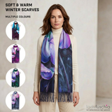 Women Winter Floral Print Scarf Soft Warm Long Shawl Wrap 70×180cm Fashion Tassel Blanket Scarf Lightweight Acrylic-2621