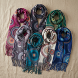 Women Boho Mandala Print Scarf Winter Long Shawl Wrap 70×180cm Soft Tassel Blanket Scarf Lightweight Acrylic-2623