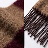Women Winter Scarf Soft Warm Fuzzy Stripe Tassel Scarf Long Thick Cozy Shawl Wrap Acrylic Neck Scarf