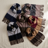 Women Winter Scarf Soft Warm Fuzzy Stripe Tassel Scarf Long Thick Cozy Shawl Wrap Acrylic Neck Scarf