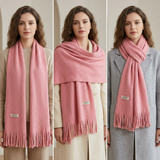 Women Winter Scarf Soft Warm Long Tassel Scarf Plain Colour Shawl Wrap Lightweight Knit 30x180cm