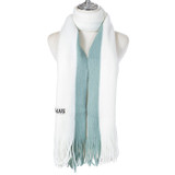 Women Winter Scarf Soft Warm Long Tassel Scarf Two Tone Knit Shawl Wrap 40x180cm
