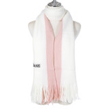 Women Winter Scarf Soft Warm Long Tassel Scarf Two Tone Knit Shawl Wrap 40x180cm