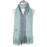 Women Winter Scarf Soft Warm Long Tassel Scarf Two Tone Knit Shawl Wrap 40x180cm