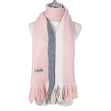Women Winter Scarf Soft Warm Long Tassel Scarf Two Tone Knit Shawl Wrap 40x180cm