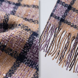 Women Winter Plaid Scarf Soft Warm Checked Tassel Shawl Wrap Thick Long Scarf 70x180cm
