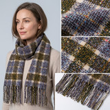 Women Winter Plaid Scarf Soft Warm Checked Tassel Shawl Wrap Thick Long Scarf 70x180cm