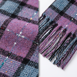 Women Winter Plaid Scarf Soft Warm Checked Tassel Shawl Wrap Thick Long Scarf 70x180cm