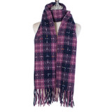 Women Winter Plaid Scarf Soft Warm Tartan Shawl Wrap Oversized Checked Tassel Scarf 70x190cm