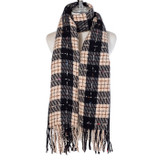 Women Winter Plaid Scarf Soft Warm Tartan Shawl Wrap Oversized Checked Tassel Scarf 70x190cm