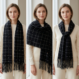 Women Winter Plaid Scarf Soft Warm Checked Shawl Wrap Long Tassel Tartan Scarf 70x190cm