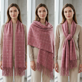 Women Winter Plaid Scarf Soft Warm Checked Shawl Wrap Long Tassel Tartan Scarf 70x190cm