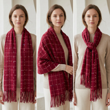 Women Winter Plaid Scarf Soft Warm Checked Shawl Wrap Long Tassel Tartan Scarf 70x190cm