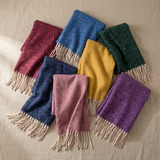 Women Winter Scarf Soft Warm Plaid Checked Tassel Shawl Wrap Oversized Long Thick Cozy Scarf